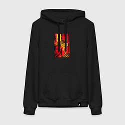 Толстовка-худи хлопковая женская Праздник 9 мая победа, цвет: черный