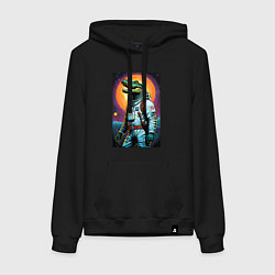 Женская толстовка-худи Крокодил бравый космонавт - нейроарт