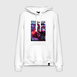Толстовка-худи хлопковая женская Железный человек целится, цвет: белый