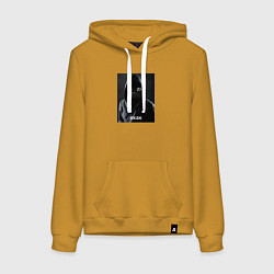Толстовка-худи хлопковая женская Окак мем, цвет: горчичный