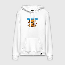 Толстовка-худи хлопковая женская Обиженный плюшевый мишка, цвет: белый