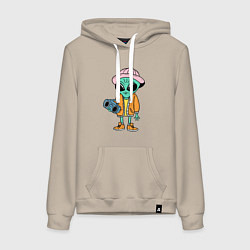 Женская толстовка-худи Инопланетянин с магнитофоном