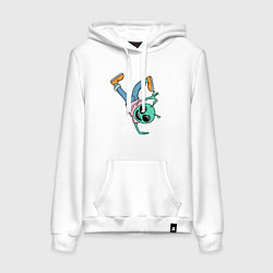 Толстовка-худи хлопковая женская Инопланетянин брейкдансер, цвет: белый