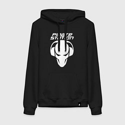 Толстовка-худи хлопковая женская Пиратская станция - drum and bass, цвет: черный