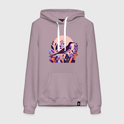 Толстовка-худи хлопковая женская Кукушка в растениях, цвет: сиреневый