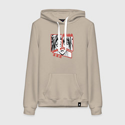 Толстовка-худи хлопковая женская Футуристичный коллаж, цвет: миндальный