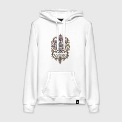Толстовка-худи хлопковая женская Astro лого цветочный, цвет: белый