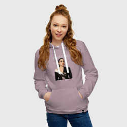 Толстовка-худи хлопковая женская Билли Айлиш в черном костюме, цвет: сиреневый — фото 2