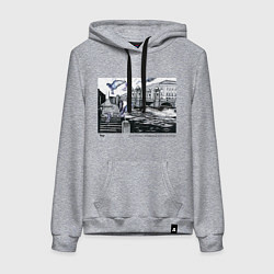 Толстовка-худи хлопковая женская Мост Ломоносова, цвет: меланж