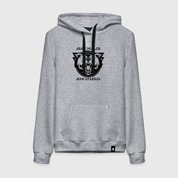 Толстовка-худи хлопковая женская Моя земля мои правила - медведь славянин, цвет: меланж