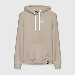 Толстовка-худи хлопковая женская Если ангел твой за твоим плечом черно белый арт, цвет: миндальный