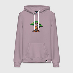 Толстовка-худи хлопковая женская Капибара самурай под бонсаем, цвет: сиреневый