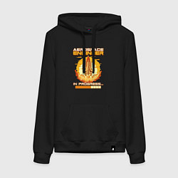 Толстовка-худи хлопковая женская Загрузкак космического инженера, цвет: черный