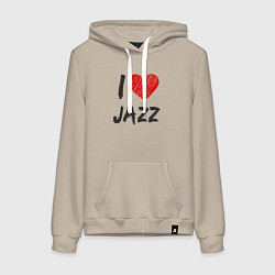 Толстовка-худи хлопковая женская Любовь к джазу, цвет: миндальный