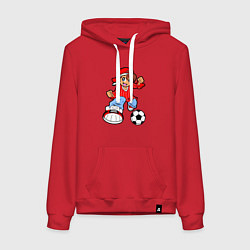 Толстовка-худи хлопковая женская Football girl, цвет: красный