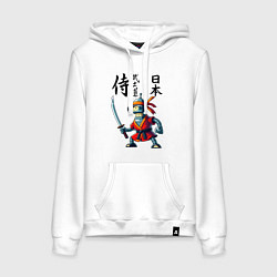 Толстовка-худи хлопковая женская Bender bending robot with katana - samurai, цвет: белый
