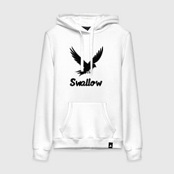 Толстовка-худи хлопковая женская Летящая ласточка, цвет: белый