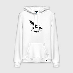 Женская толстовка-худи Чайка черной краской