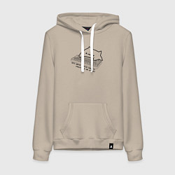 Толстовка-худи хлопковая женская Без меня здесь - ничего работать не будет, цвет: миндальный