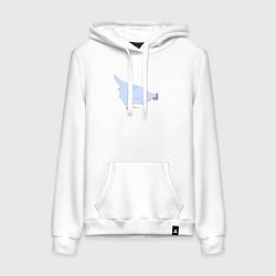 Толстовка-худи хлопковая женская Курочка голубая, цвет: белый