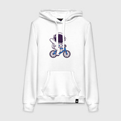 Толстовка-худи хлопковая женская Space bike, цвет: белый