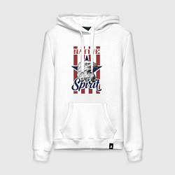 Толстовка-худи хлопковая женская Орел нативный, цвет: белый