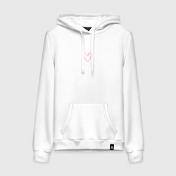 Толстовка-худи хлопковая женская Heart outline pink, цвет: белый