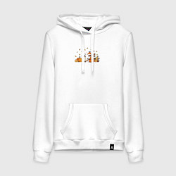 Женская толстовка-худи Лиса с тыквами и фонарём