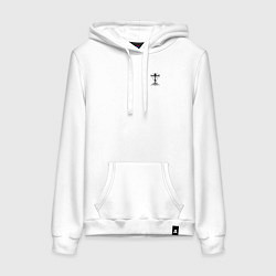 Толстовка-худи хлопковая женская Спаси и сохрани черный арт, цвет: белый