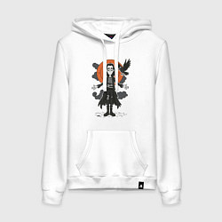 Толстовка-худи хлопковая женская Эрик Дрейвен - Ворон, цвет: белый