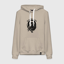 Женская толстовка-худи Готическая ворона сидит на ветке