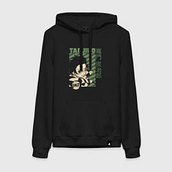 Толстовка-худи хлопковая женская Тандзиро Камадо клинок, цвет: черный