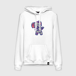 Толстовка-худи хлопковая женская Слоник зомби, цвет: белый