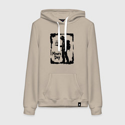 Толстовка-худи хлопковая женская Шахтерский праздник, цвет: миндальный