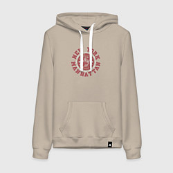 Толстовка-худи хлопковая женская New York - Manhattan, цвет: миндальный