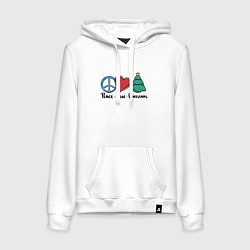 Женская толстовка-худи Мир, любовь, Рождество