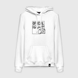 Толстовка-худи хлопковая женская Официальный фотограф, цвет: белый