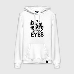 Толстовка-худи хлопковая женская Взгляд глаза, цвет: белый