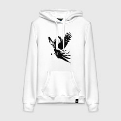 Толстовка-худи хлопковая женская Дух индейца с крыльями, цвет: белый