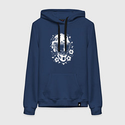 Женская толстовка-худи Шлем-маска в цветочном обрамлении