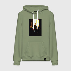 Толстовка-худи хлопковая женская Леон киллер и Матильда, цвет: авокадо