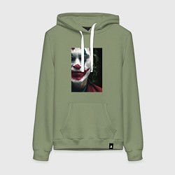 Толстовка-худи хлопковая женская Джокер - Хоакин Феникс, цвет: авокадо