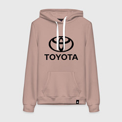 Толстовка-худи хлопковая женская Toyota Logo, цвет: пыльно-розовый