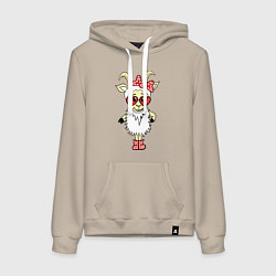 Толстовка-худи хлопковая женская Козочка, цвет: миндальный