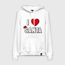 Толстовка-худи хлопковая женская I love santa, цвет: белый