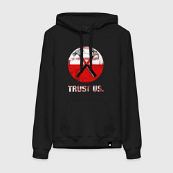 Толстовка-худи хлопковая женская Pink Floyd: Trust us, цвет: черный