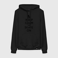 Толстовка-худи хлопковая женская Keep Calm & Skate On, цвет: черный