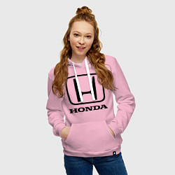 Толстовка-худи хлопковая женская Honda logo, цвет: светло-розовый — фото 2