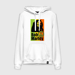 Толстовка-худи хлопковая женская Bob Marley: Jamaica, цвет: белый