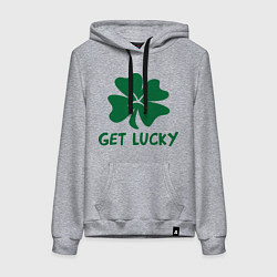 Толстовка-худи хлопковая женская Get lucky, цвет: меланж